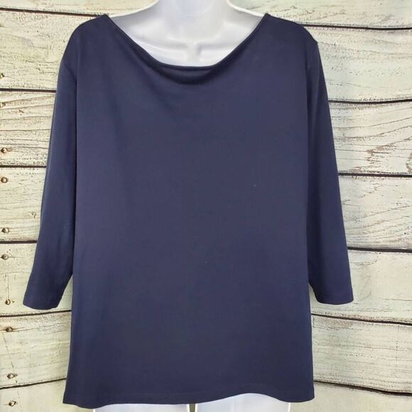Christopher & Banks Women’s Navy Blue Striped 3/4 Sleeve Top Size XL 100% Cotton - Picture 5 of 6